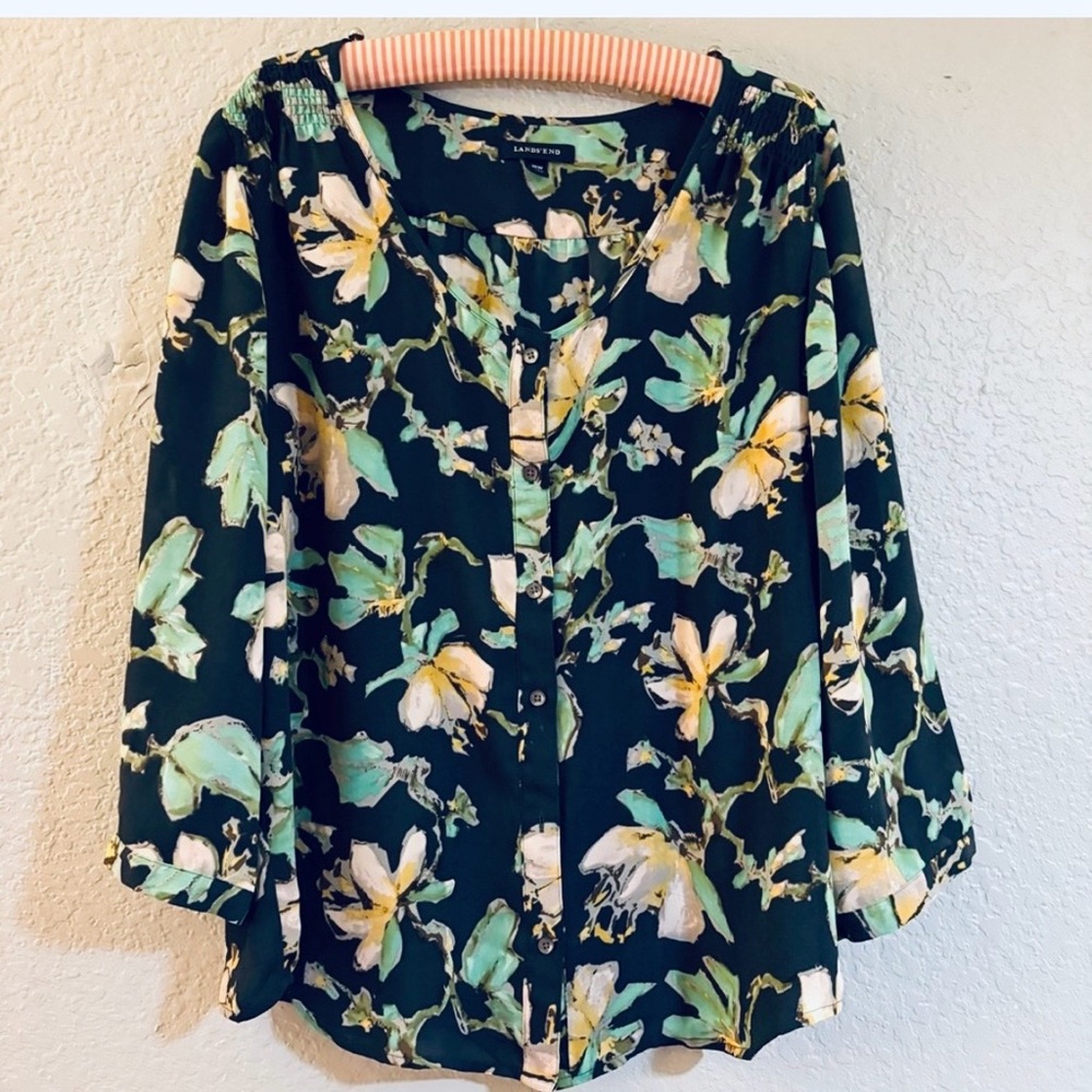 Lands End Multicolor Print Blouse Size 16W - Picture 5 of 9